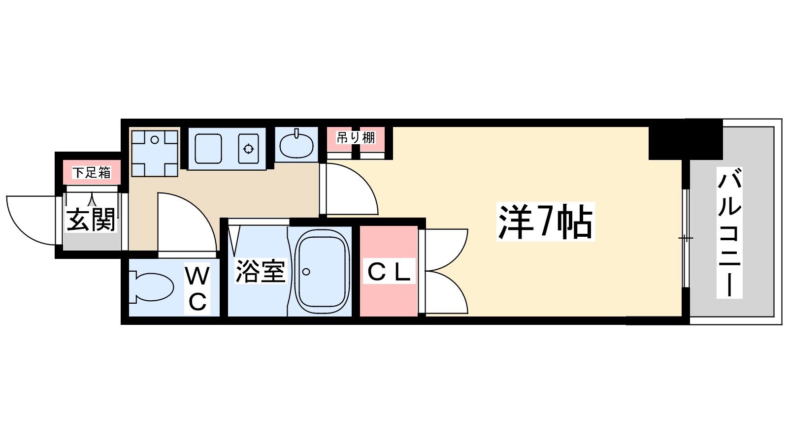 ラナップスクエア天満プライム(1K/4階)の間取り写真