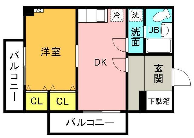 フジビュー矢向(1DK/4階)の間取り写真
