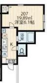 ラフィーネ読売ランド前(1K/2階)の間取り写真