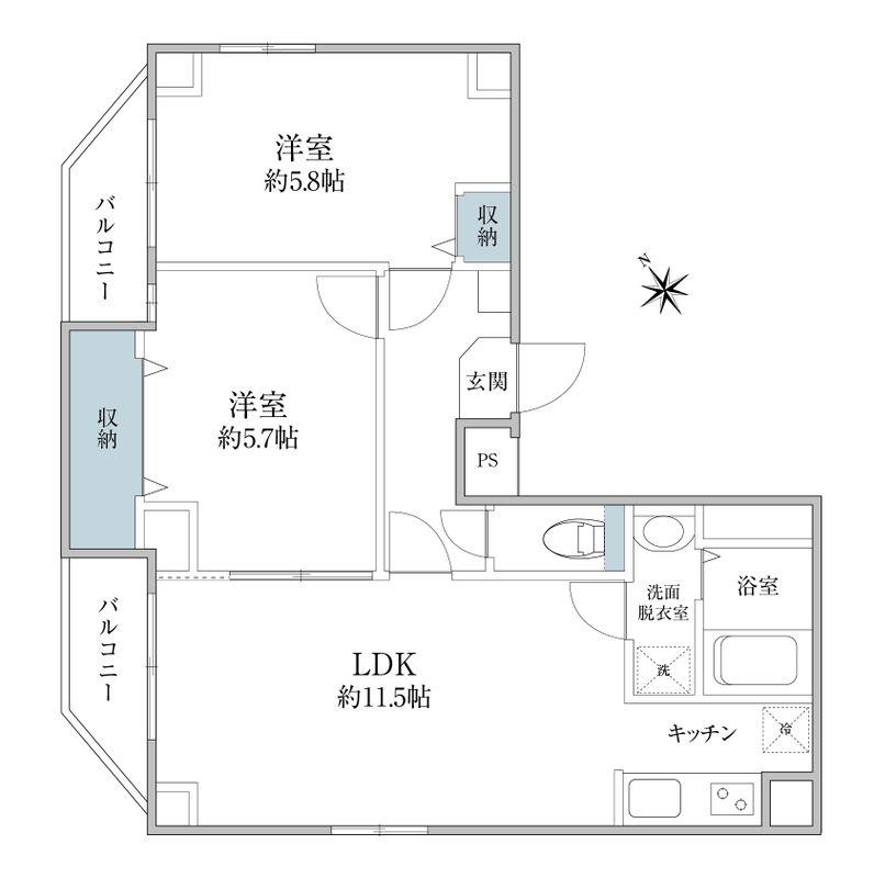 DREAMIA上野御徒町(2LDK/8階)の間取り写真