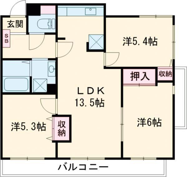 コート若園(3LDK/2階)の間取り写真