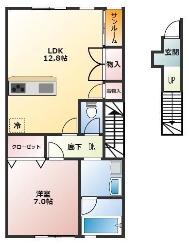 REY20 A棟(1LDK/2階)の間取り写真