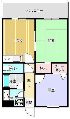 アルテハイム大野城(2DK/5階)の間取り写真