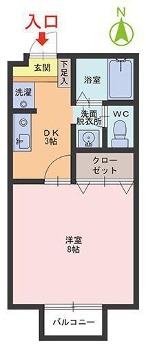セジュール松本(1DK/2階)の間取り写真