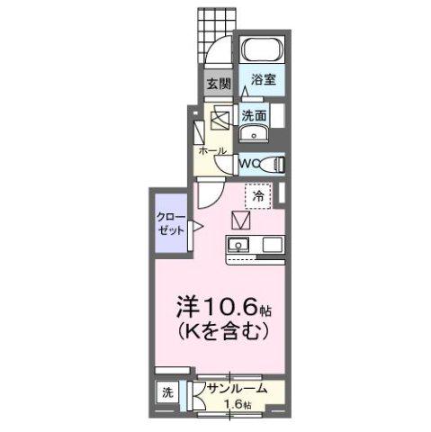 エナールSI(ワンルーム/1階)の間取り写真