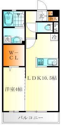 クレールマウント(1LDK/1階)の間取り写真