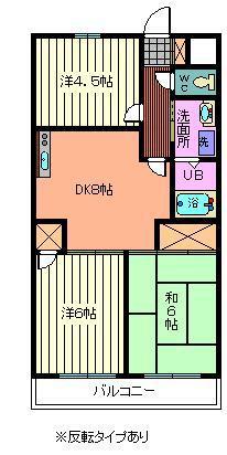 フロント陽光(3DK/4階)の間取り写真