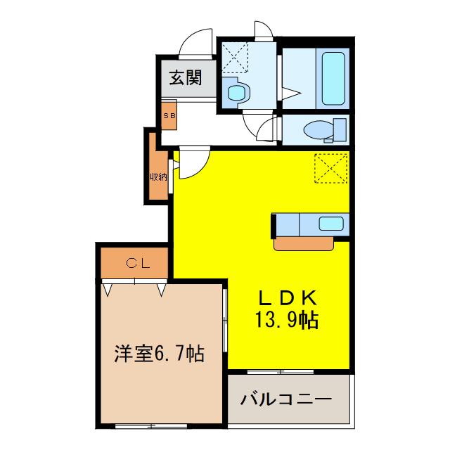 ブラウニーコート(1LDK/1階)の間取り写真