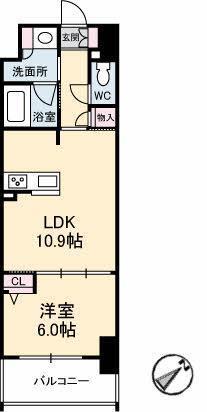 シャーメゾンステージ呉中央(1LDK/2階)の間取り写真