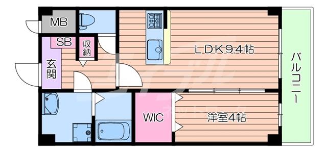 フローリッシュ茨木(1LDK/2階)の間取り写真