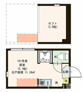 ハーモニーテラス春日町(ワンルーム/1階)の間取り写真