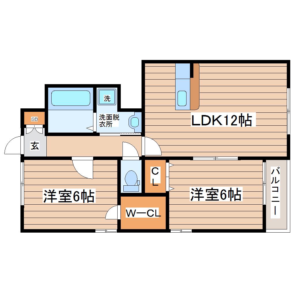 フィオーレ(2LDK/1階)の間取り写真