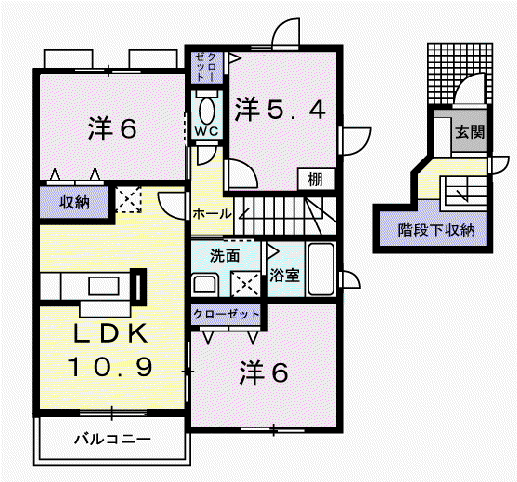 エステート雅(3LDK/2階)の間取り写真