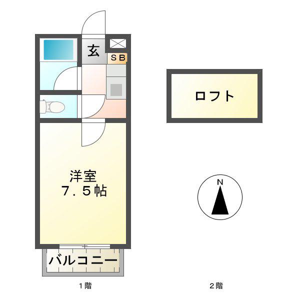 TOWARDS(1K/1階)の間取り写真