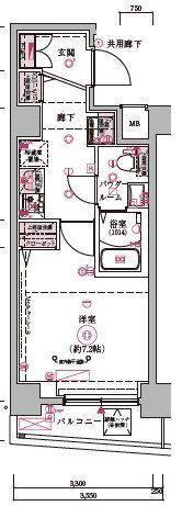 ARCOBALENO MUSASHIKOYAMA(1K/3階)の間取り写真