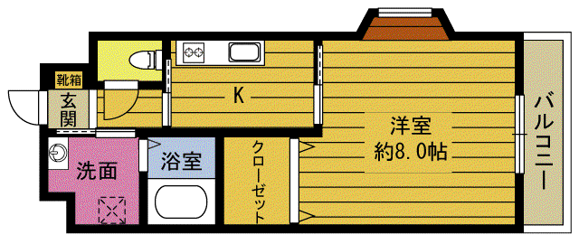 サニーサイド21(1K/2階)の間取り写真