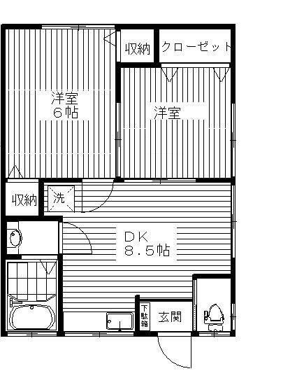 大川荘(2DK/2階)の間取り写真