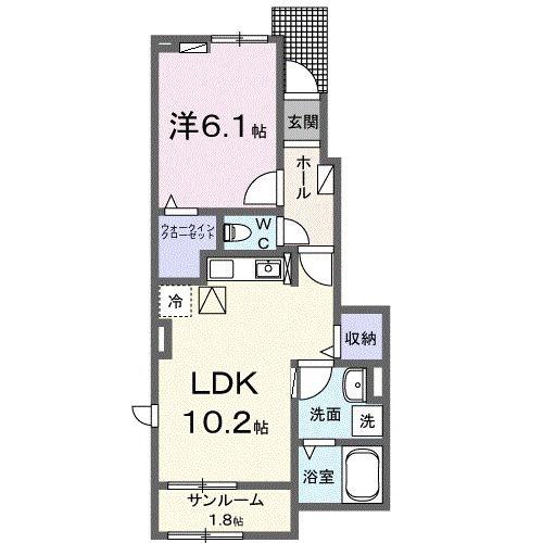 エアリーコート II(1LDK/1階)の間取り写真