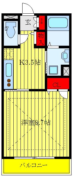 コンフォート(1K/1階)の間取り写真