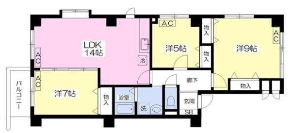 ヴィラ・エスペランサ(3LDK/5階)の間取り写真