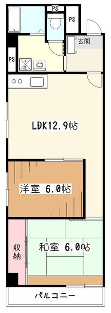グランドール久米川(2LDK/4階)の間取り写真