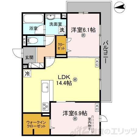 D-RESIDENCE南茨木II(2LDK/2階)の間取り写真