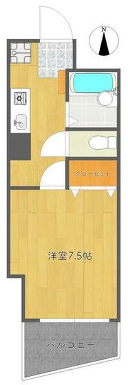 東京メトロ東西線 葛西駅 徒歩4分 6階建 築27年(1K/4階)の間取り写真