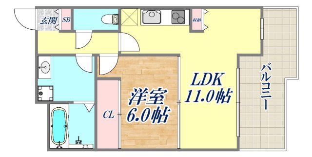 古満ゲボイデ(1LDK/9階)の間取り写真