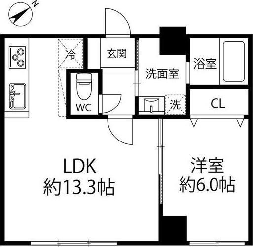 HOSHI三番館(1LDK/5階)の間取り写真