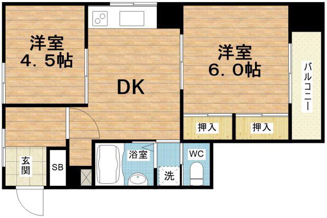 青山ハイツ(2DK/3階)の間取り写真