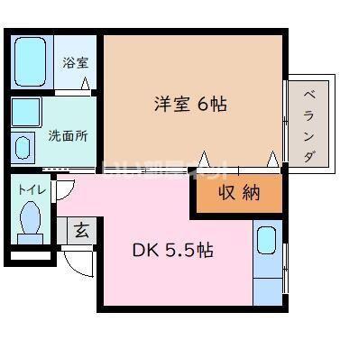 ブラウンホーム(1DK/2階)の間取り写真