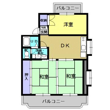 エスポワール福永(3DK/2階)の間取り写真