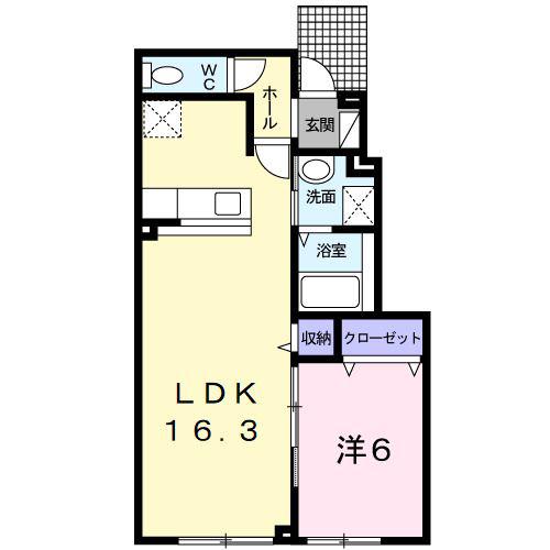 ブリアンイリーデ(1LDK/1階)の間取り写真
