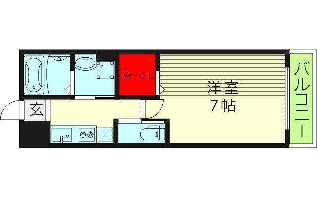 BELLEVUE生野西ANNEX(1K/1階)の間取り写真