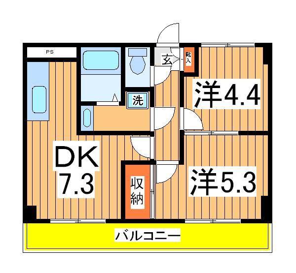 サンビレッジⅠ(2DK/2階)の間取り写真