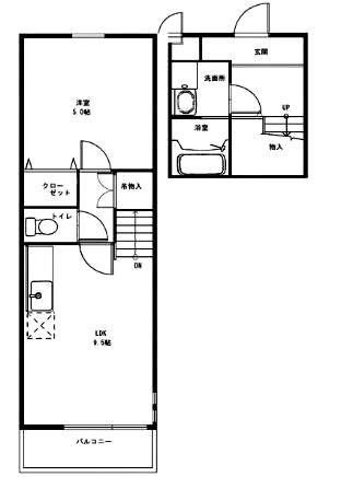 スリーハーブズ狭山II番館(1LDK/2階)の間取り写真