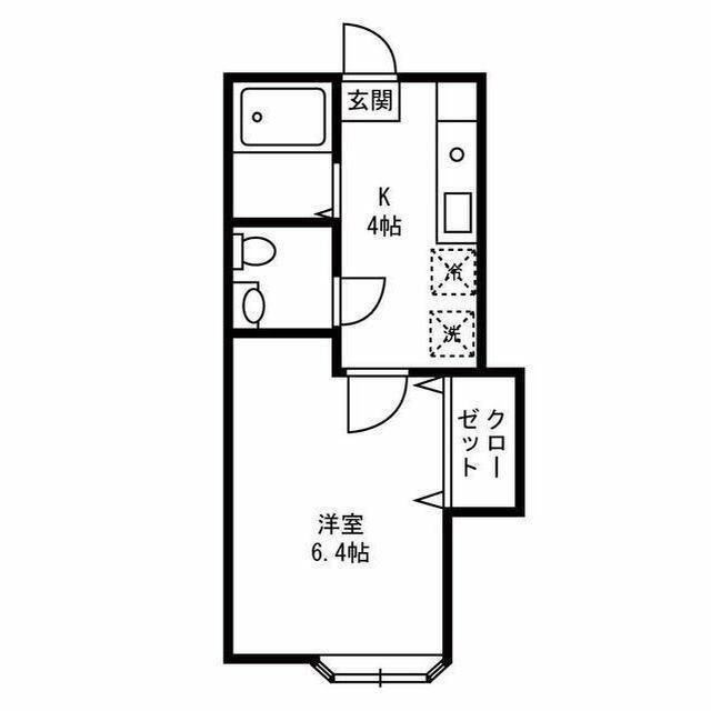 リブパーク日野(1K/2階)の間取り写真