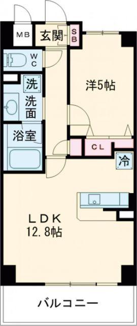 クリエ堺(1LDK/8階)の間取り写真