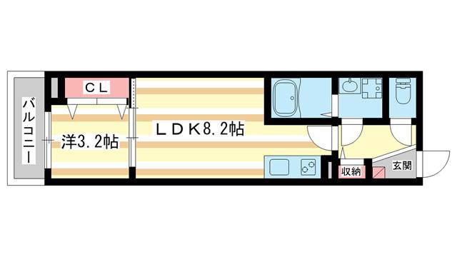 ジーメゾン郡山ネクサス(1LDK/1階)の間取り写真
