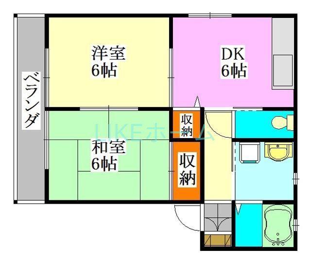 コートアベニューII(2DK/1階)の間取り写真