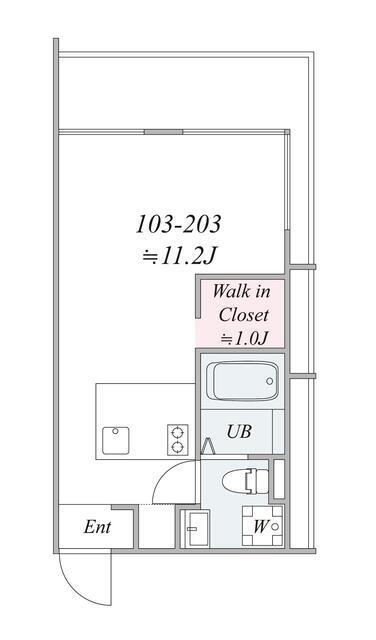 TRIAS218(1DK/2階)の間取り写真