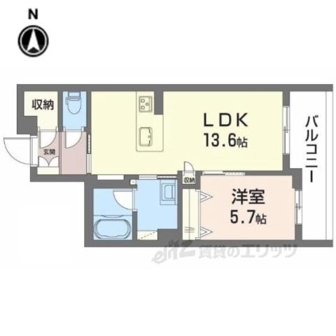 シャーメゾン上松屋町(1LDK/2階)の間取り写真