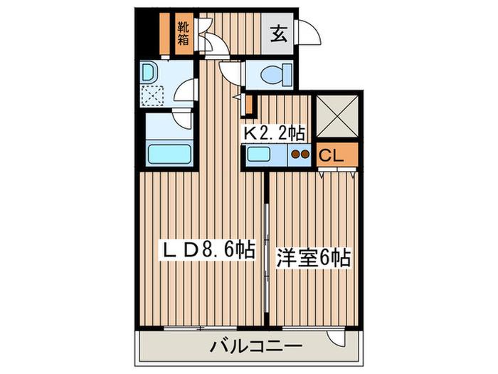 ヴァンベール(1LDK/2階)の間取り写真