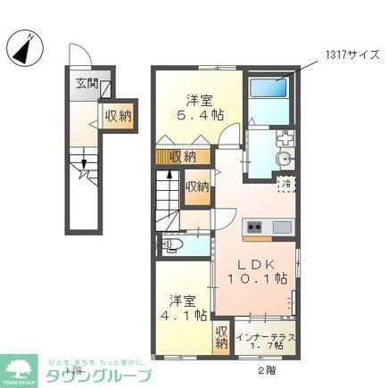 コーポ椛(2LDK/2階)の間取り写真