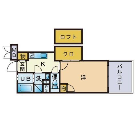 アクタス博多Vタワー(1K/8階)の間取り写真