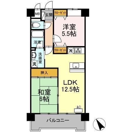 ル・ド・ソレイユ菰野(2LDK/7階)の間取り写真