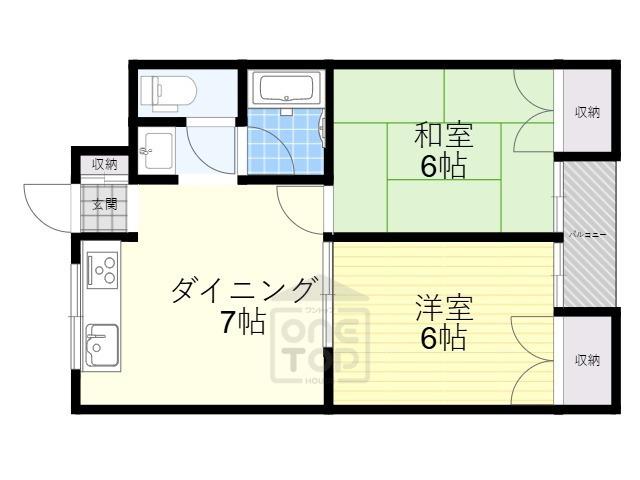 ハムロハイツ杉田B棟(2DK/3階)の間取り写真