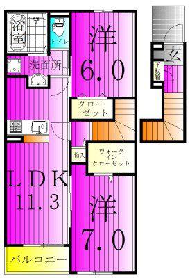エスポワール5(1LDK/2階)の間取り写真