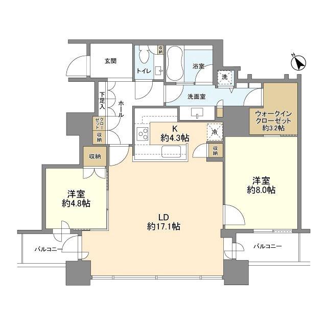 GINZA TOWER(2LDK/13階)の間取り写真