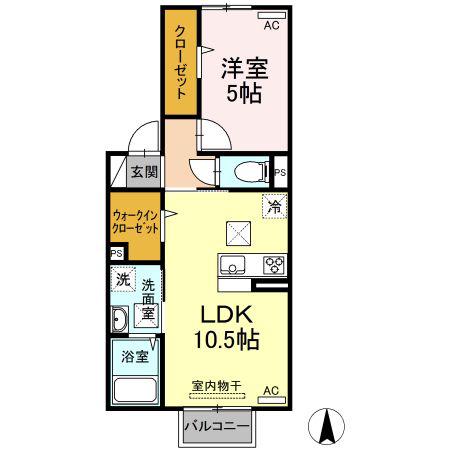 パレット(1LDK/1階)の間取り写真